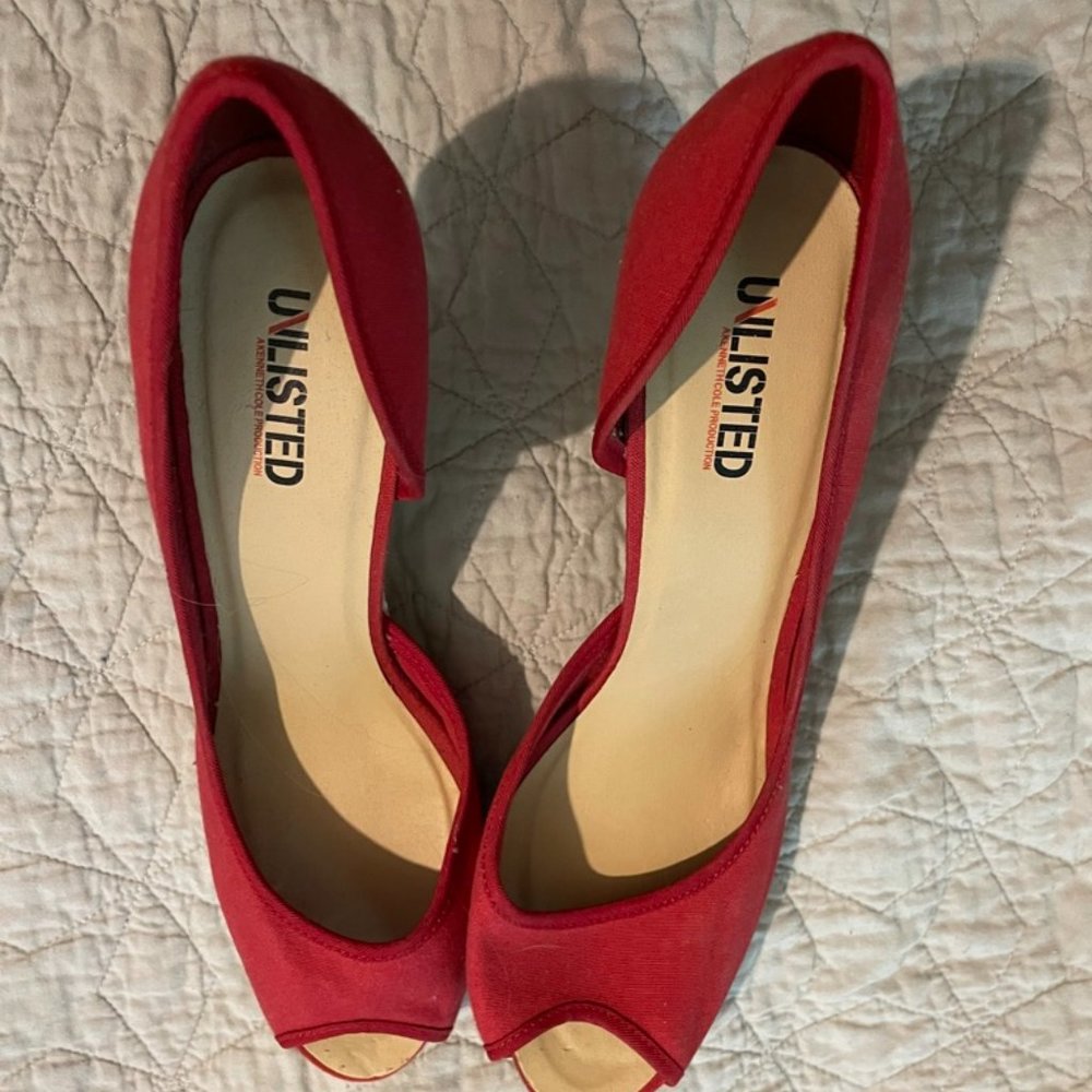 Unlisted New Red Peep Toe Espadrilles
